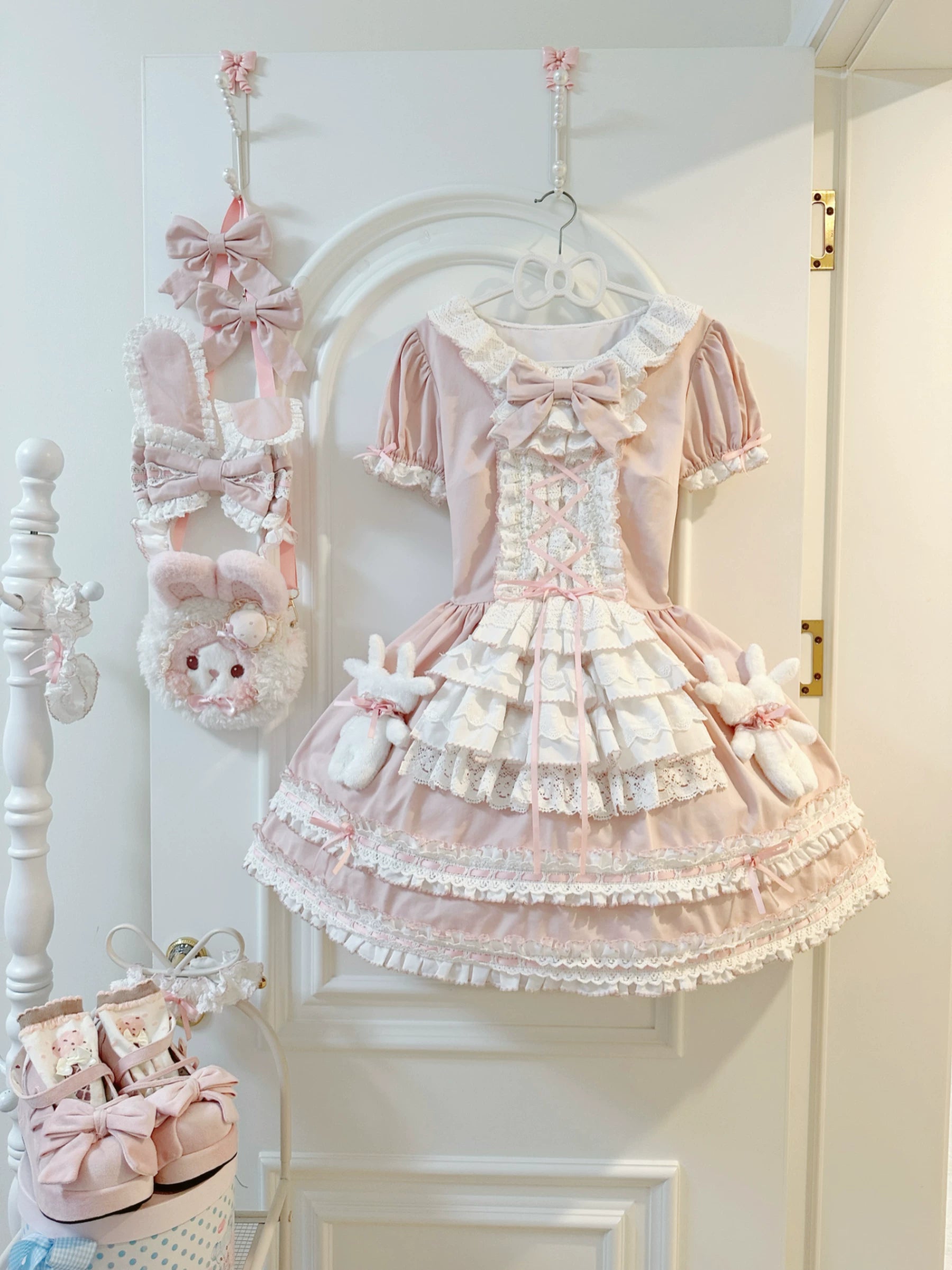 Coco Bunny - Cotton Old School Lolita OP Dress, Bunny Decoration 45380:845399