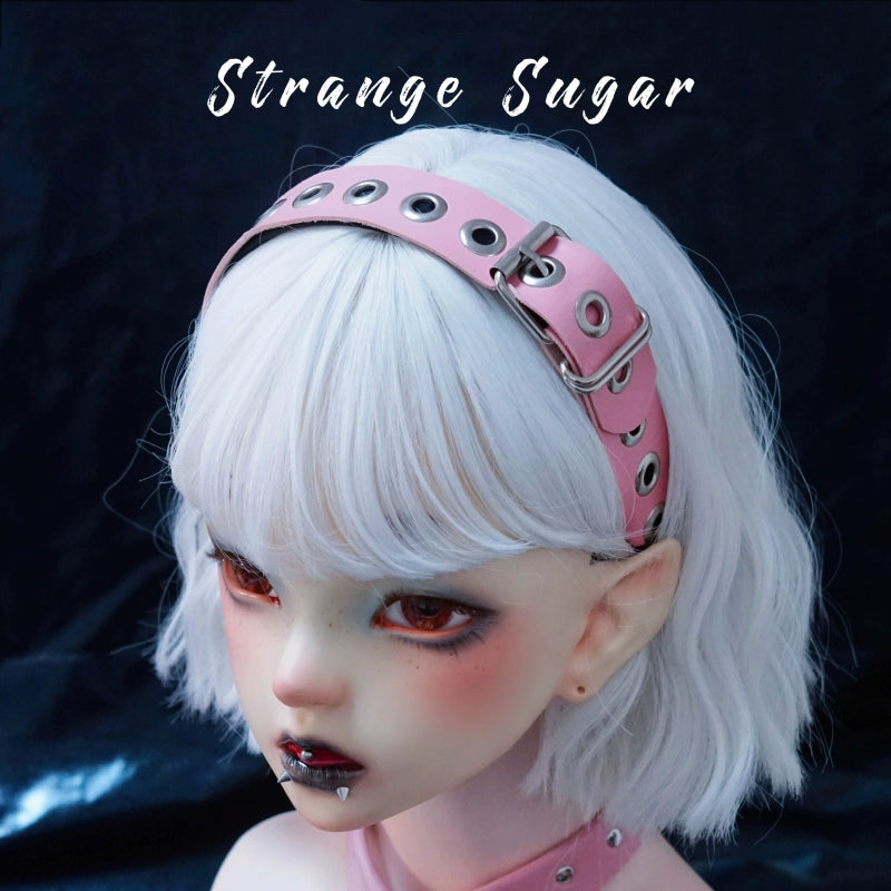 Strange Sugar - Gothic Lolita KC Faux Leather Punk Lolita Hair Accessories 16 Pink Large Circle KC