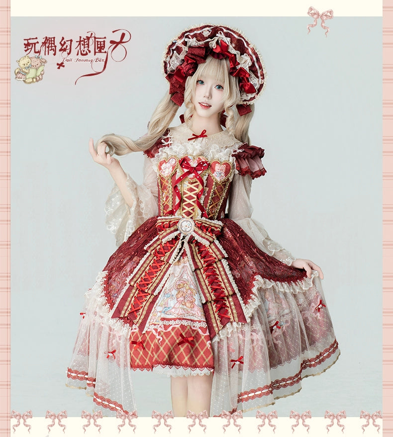 YingLuoFu - Doll Fantasy Box - Sweet Lolita JSK Dress & Tulle Blouse Set 44261:801506