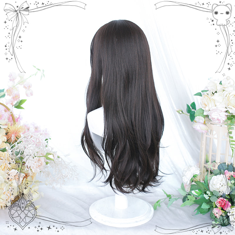 Dalao Home~Lolita Long Curly Natural Cold Brown Wig   