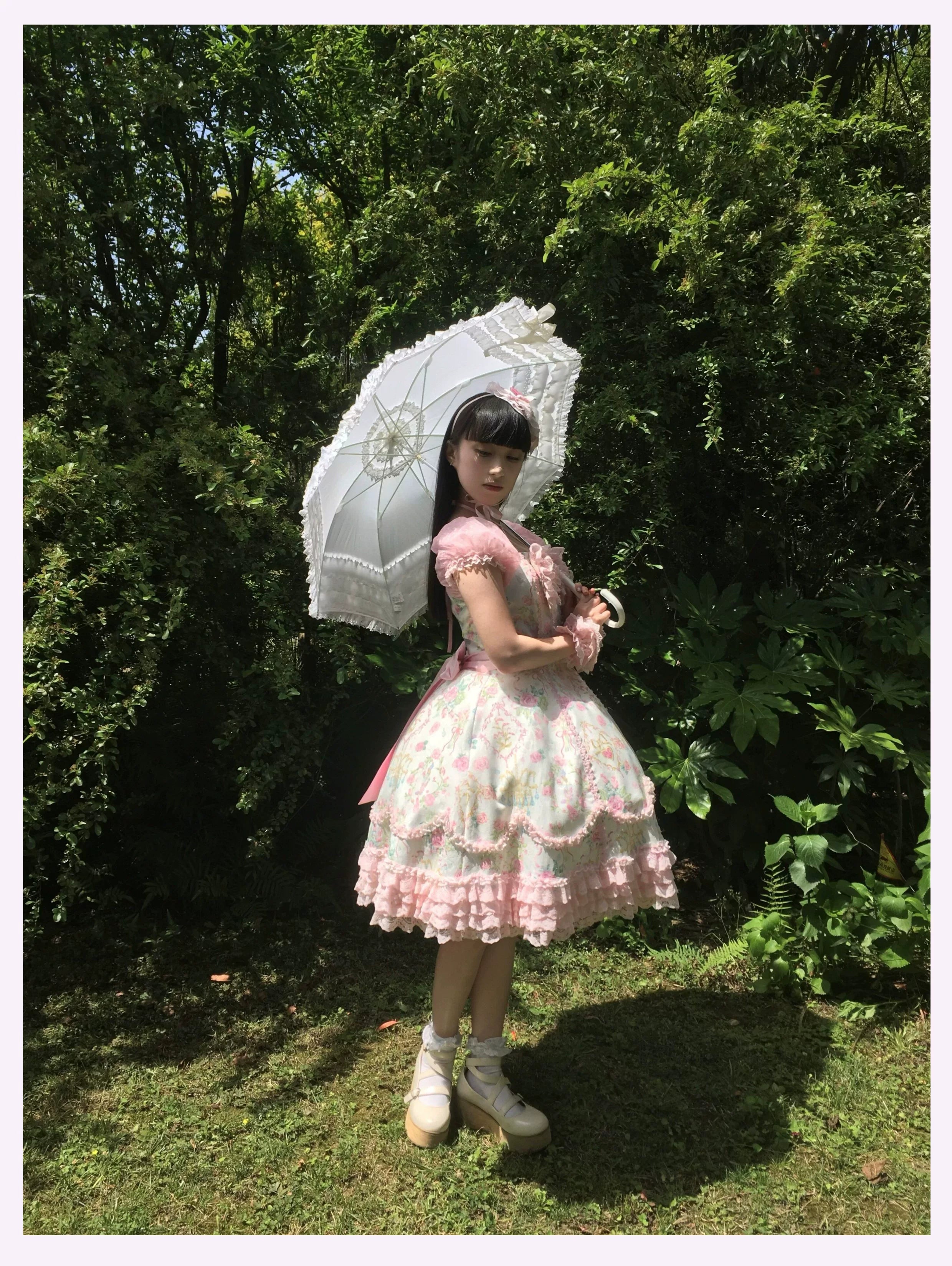Spring 2025 - Old School Lolita Floral Print JSK Dress, Doll-Like OP 45247:842734