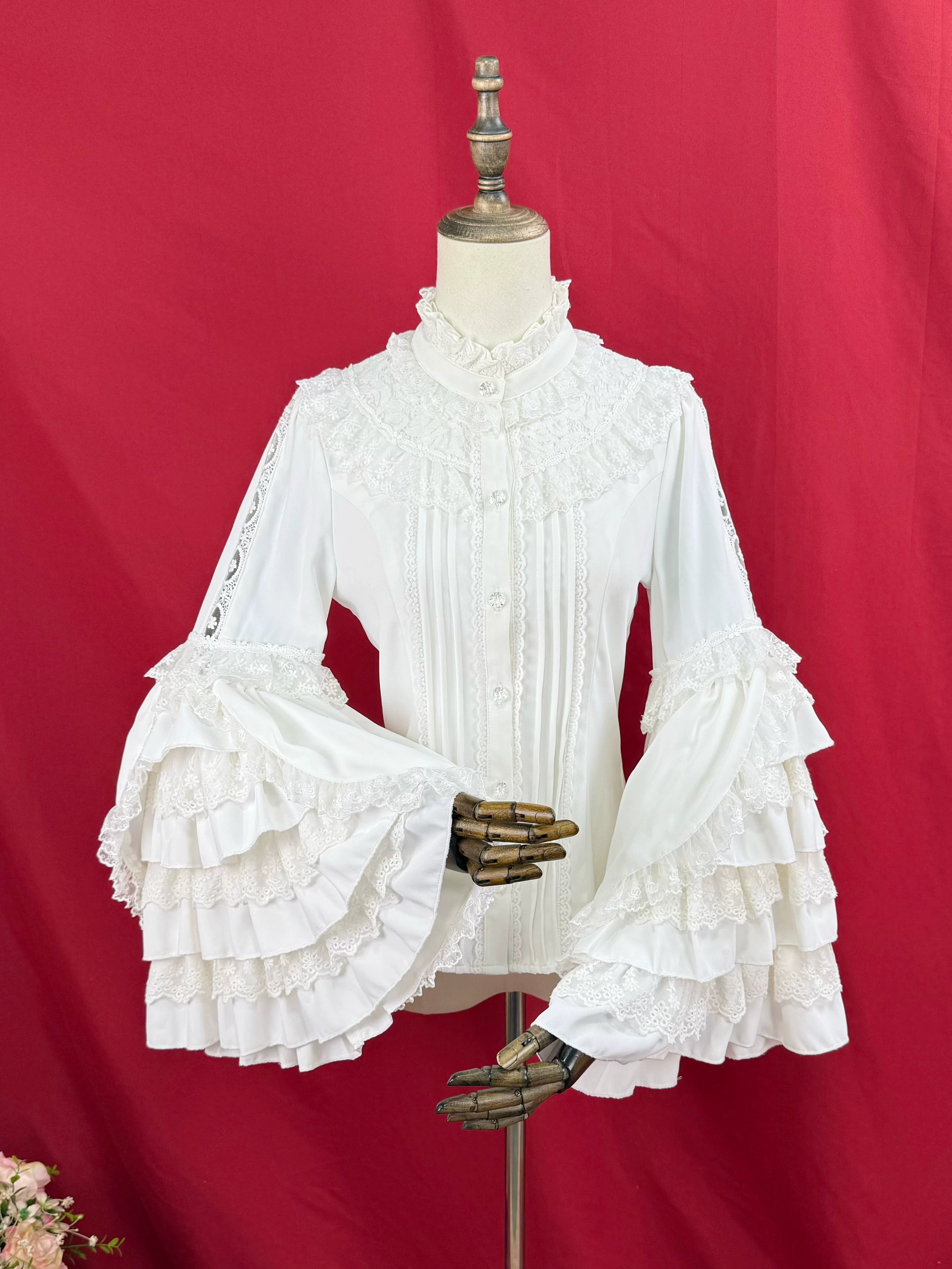 Hime Sleeved Classic Lolita Shirt, Detachable Bow