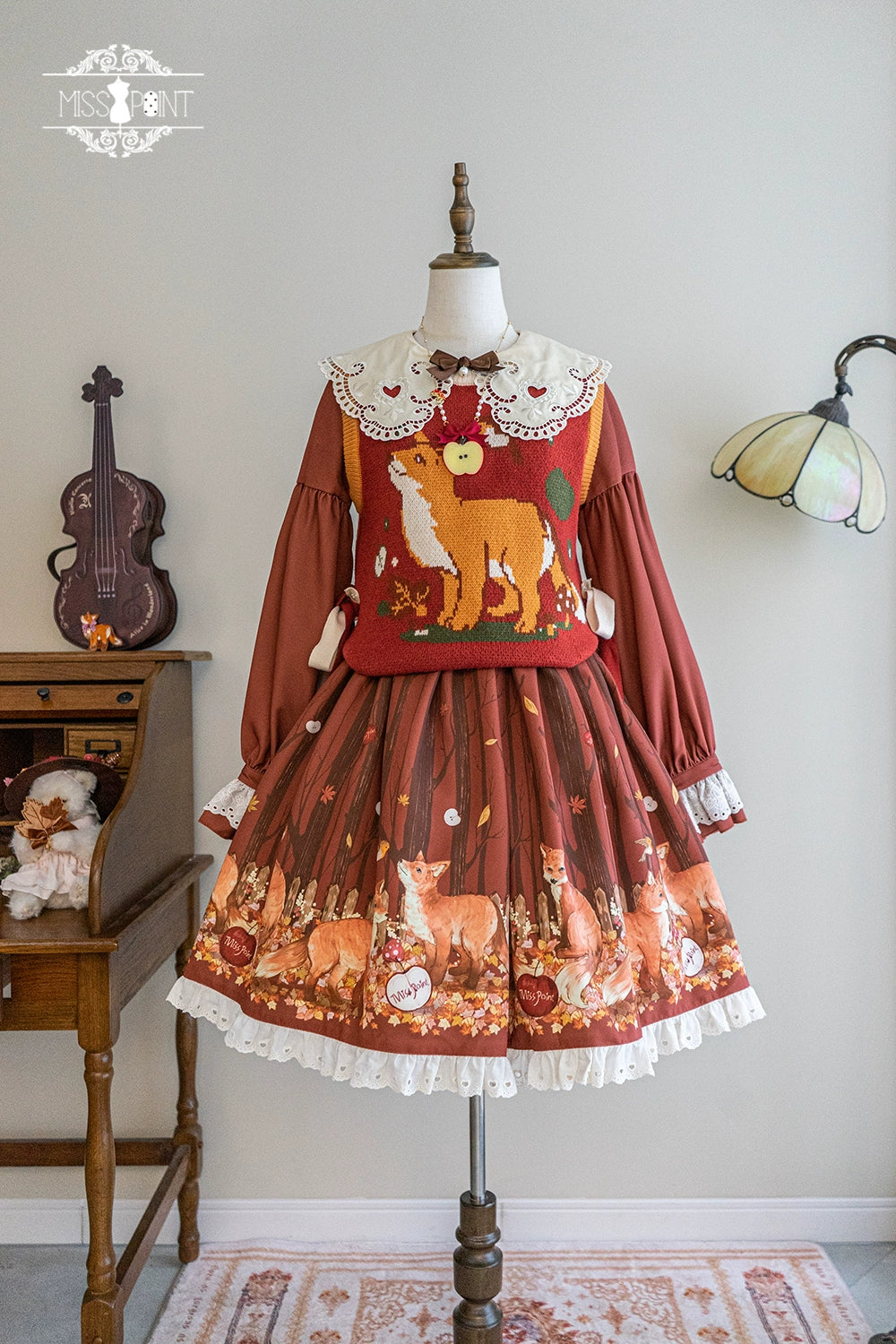 Miss Point~Fat Fox in the Forest~Kawaii Lolita Vest Customized Lolita Sweater 37100:550786