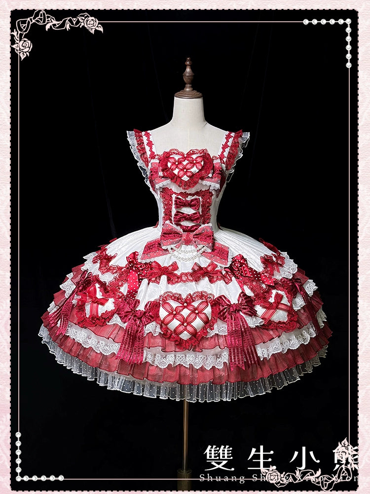 Shuang Sheng Xiao Xiong - Heart of Love - Sweet Lolita Wedding JSK, Bow Details 44306:803158