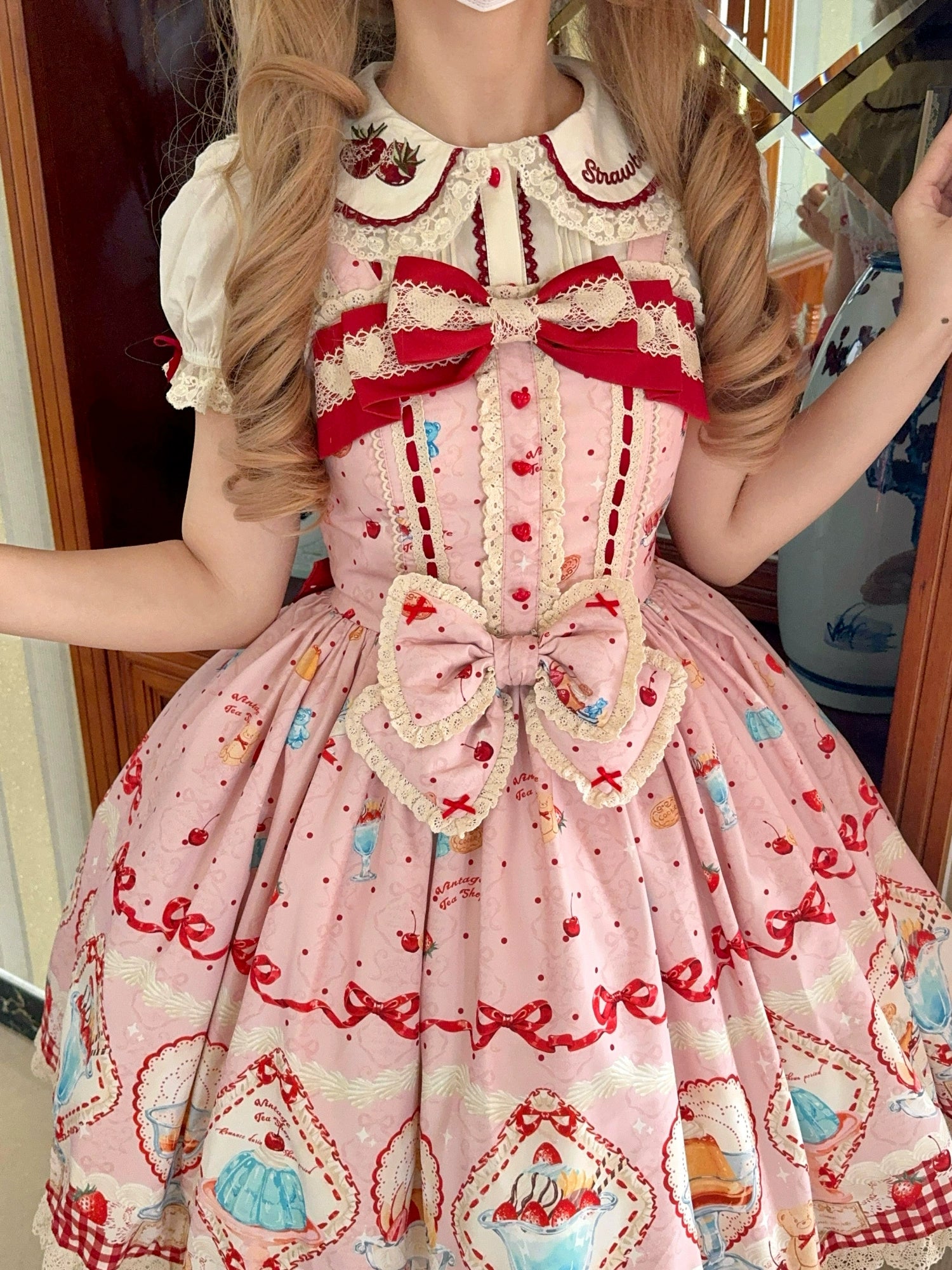 Showa Dessert Showcase - Kawaii Lolita Dress Suit Pudding-Inspired JSK/Salopette