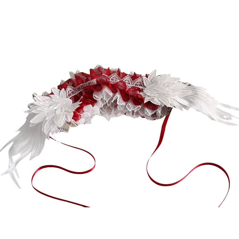 Xiaogui - Christmas Color Lolita Headdress Red and White Feather Accessory