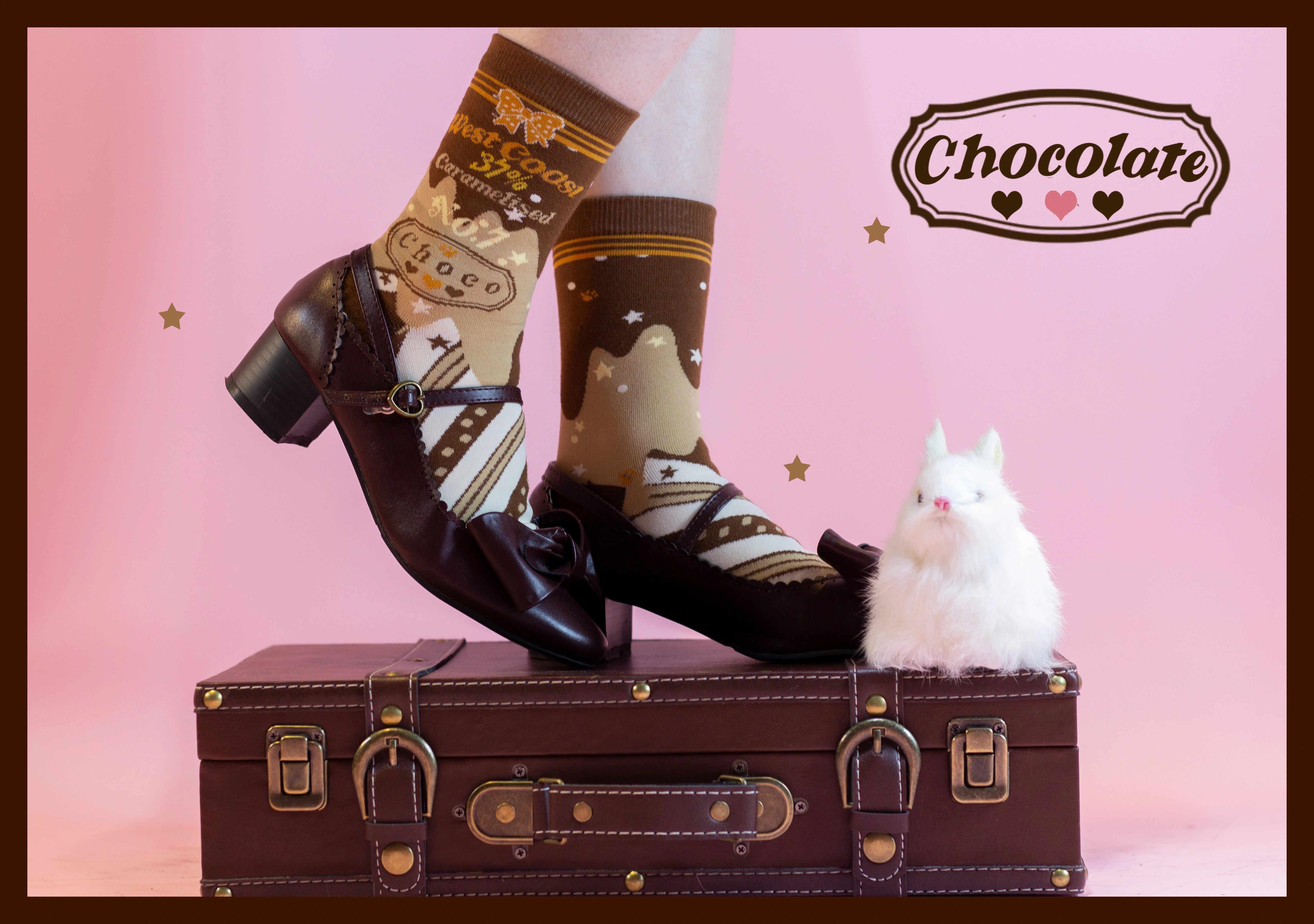 Yukines Box~Kawaii Lolita Chocolate Color Cotton Socks 22190:323662