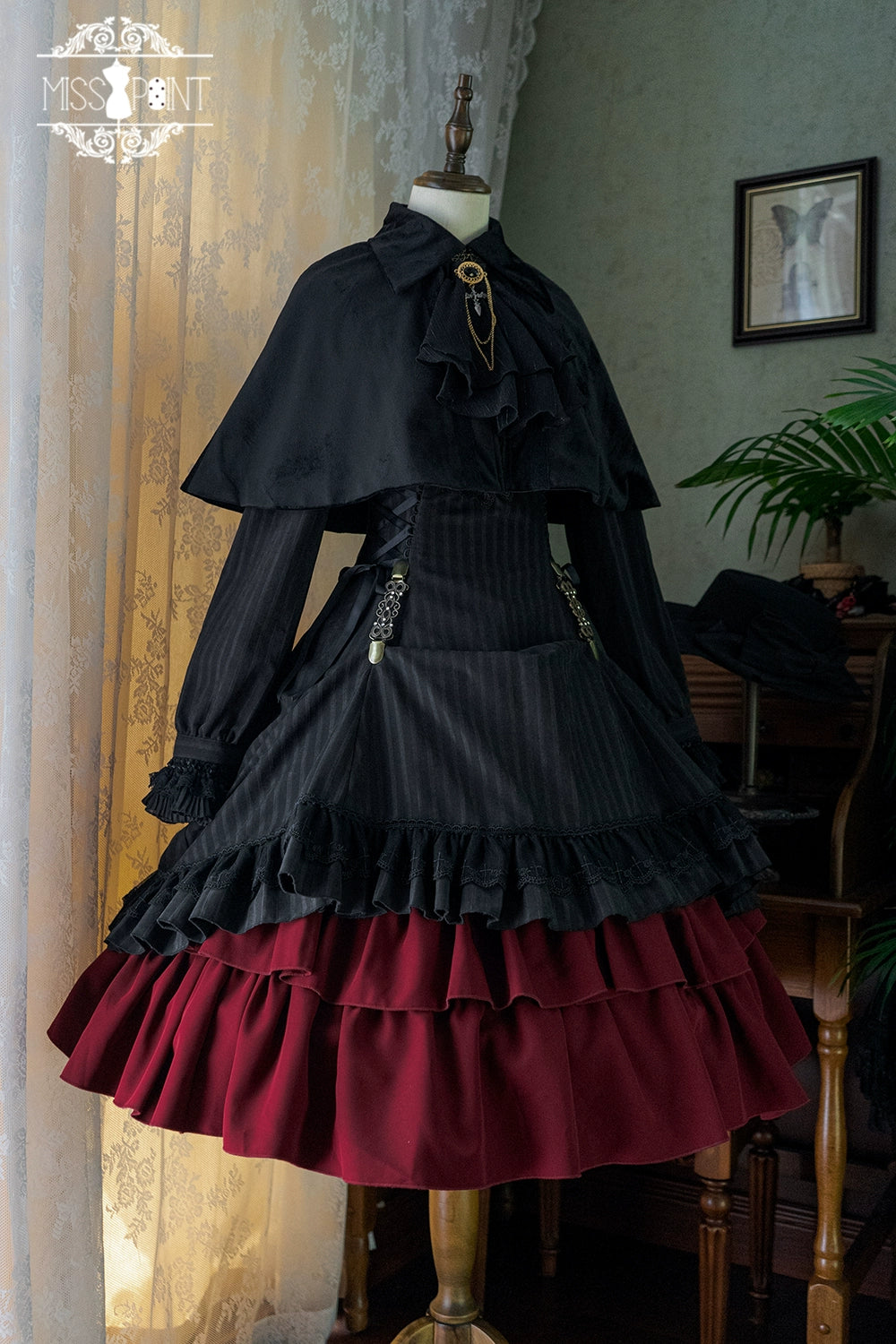 Miss Point - Perintz Manor - Gothic Lolita OP Long Sleeve Retro Lolita Dress 39904:642724