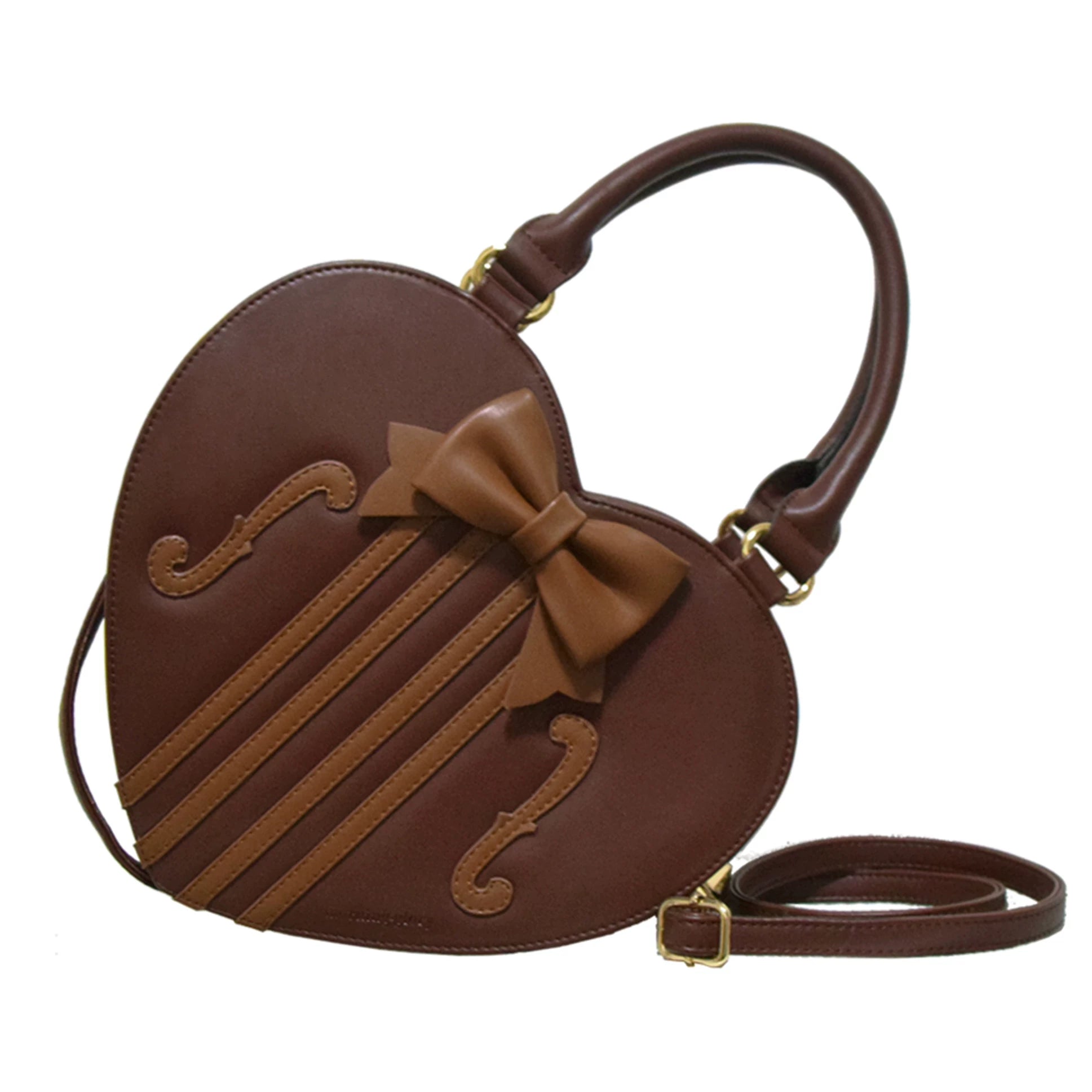 Heart of Violin - PU Classic Lolita Heart Shaped Bag, Violin and Bow Detail 45630:856453