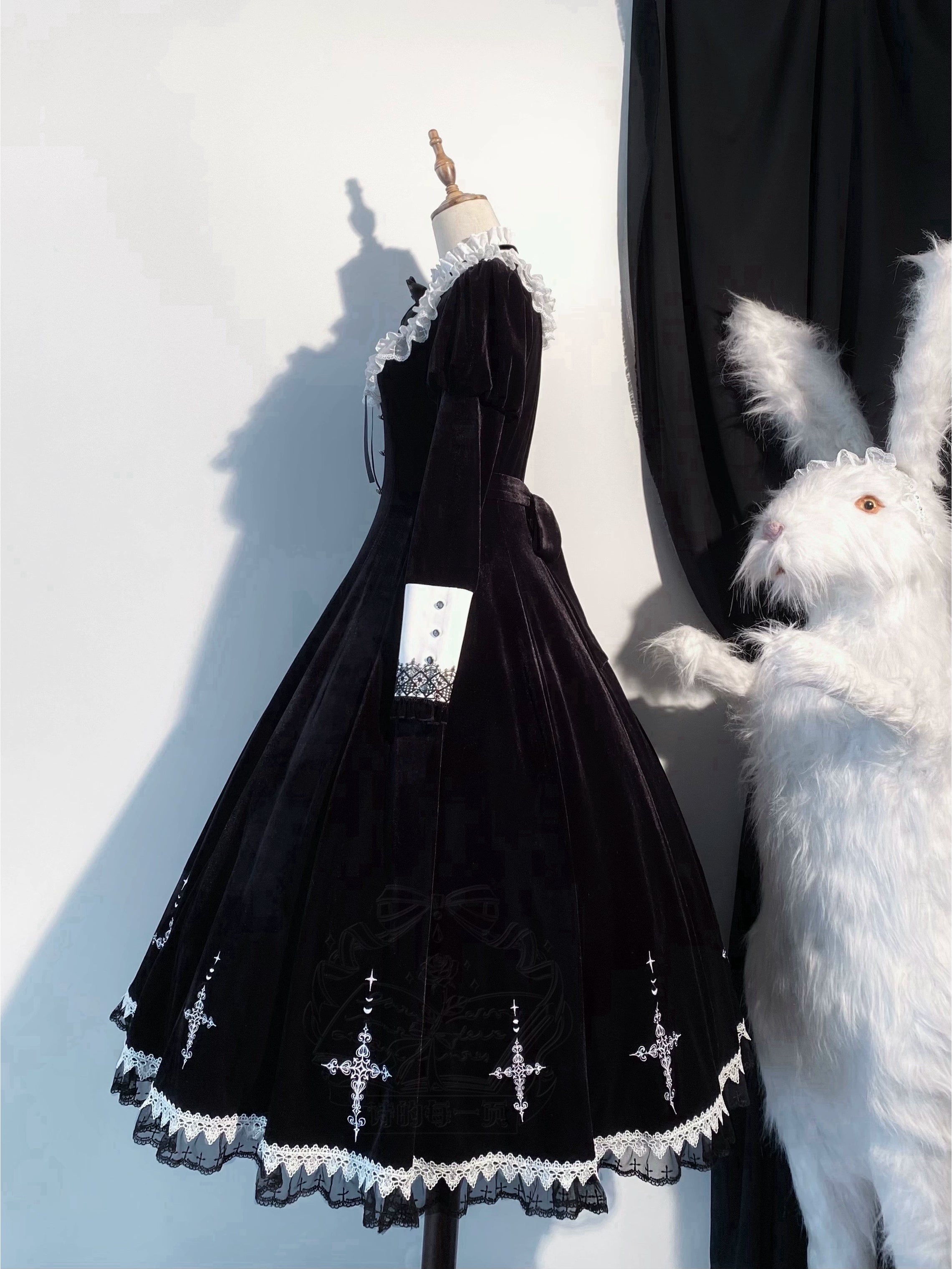 Cross Craft - Ten-Panel Cut Gothic Lolita OP, Embroidered Crosses 44402:806577