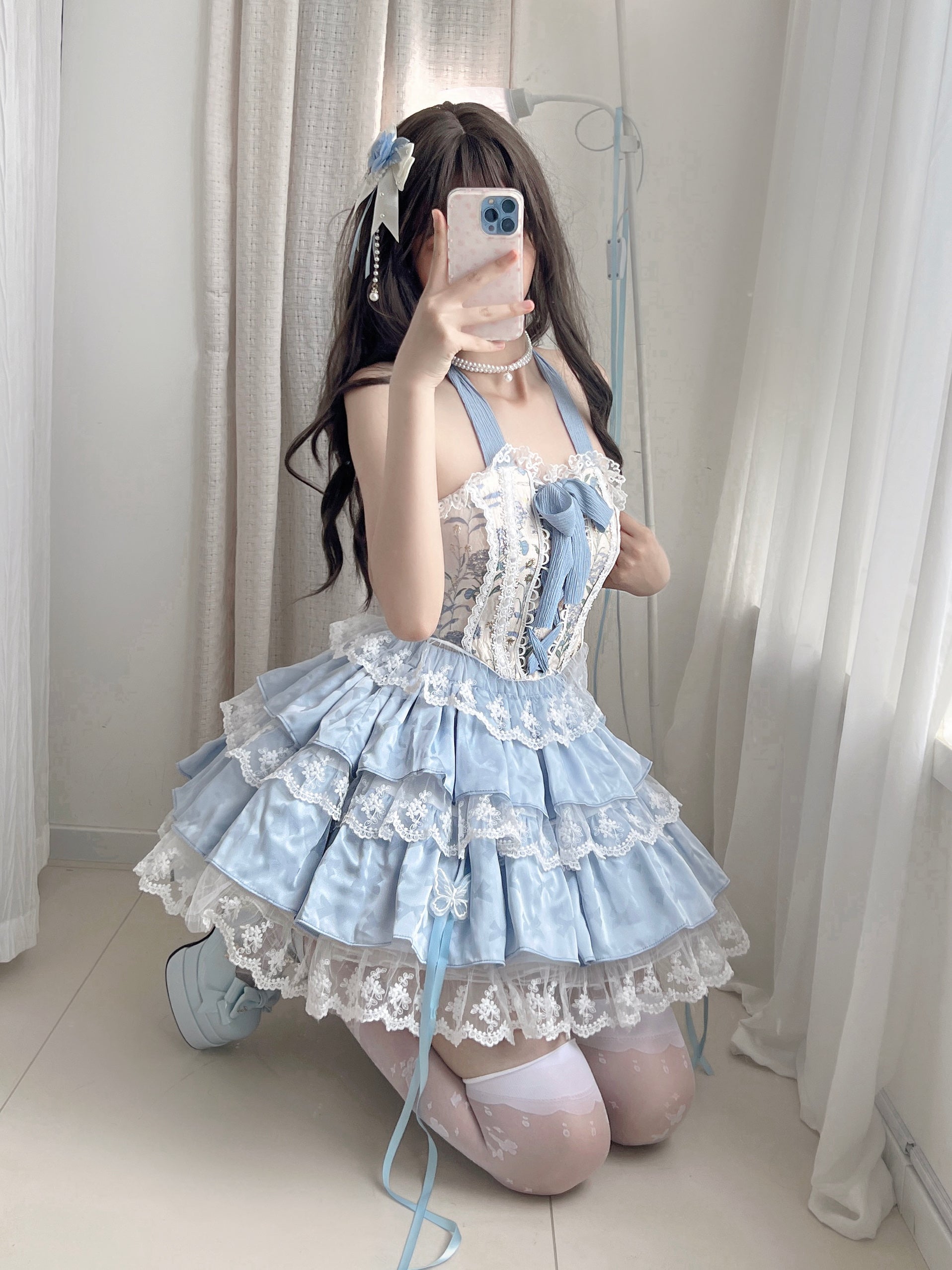 Qianmu - Endless Summer - Sweet Lolita Skirt Set with Ballet-Styled Bodice 42404:739172