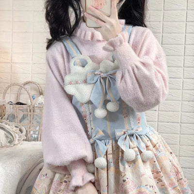 MIST~Kawai Lolita War Turtleneck Knitwear S Light pink(Low Collar) 