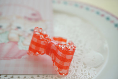 (Buyforme)Cat Tea Party~ Sweet Lolita Bow Ring and Necklace red grid ring  