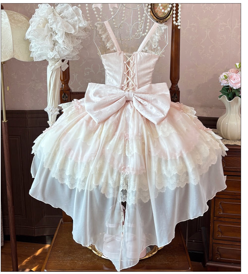 Realm of Sea Moon - Sweet Lolita Jacquard JSK, Boned Waist & Petal-shaped Hem