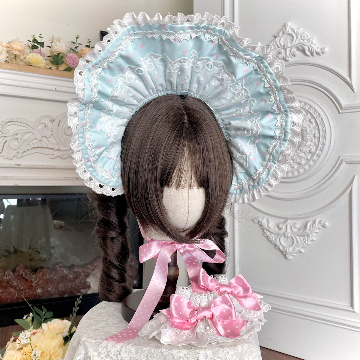 Perfume Kitty - Cotton Old School Lolita OP Dress, Perfume Print & Cat Patch 46037:873514