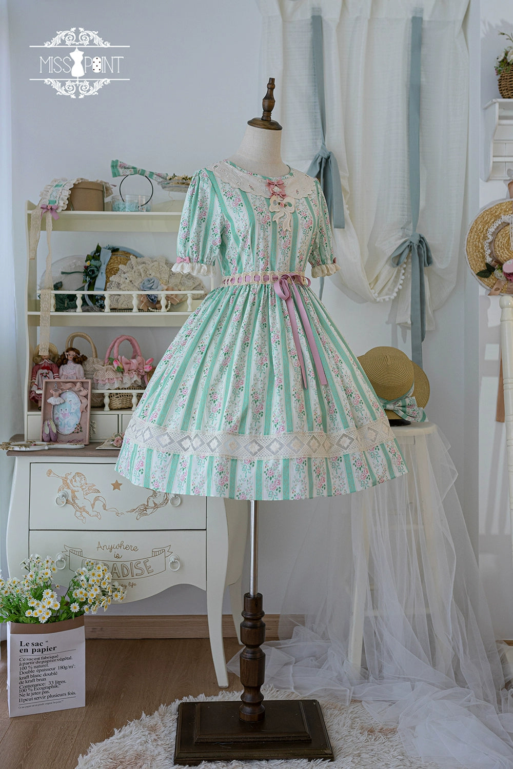 Miss Point~Customized Elegant Lolita OP Dress Cute Daily Girl Short Lolita Dress