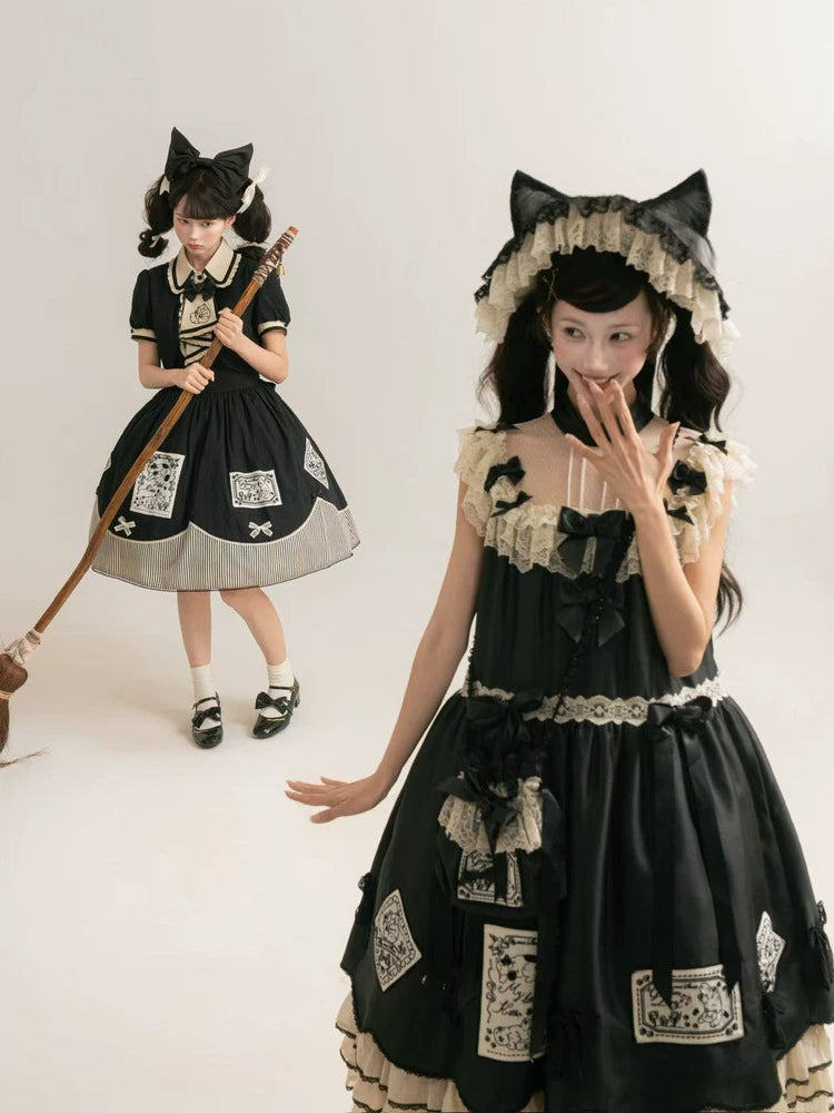 MEEKWIND - My Little Kitten - Doll-Like Lolita OP, Detachable Waist Ties 44223:798982