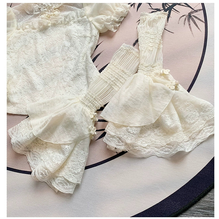 With PUJI~Moon Gauze~Qi Lolita Blouse Chinese Style Shirt 39832:639442