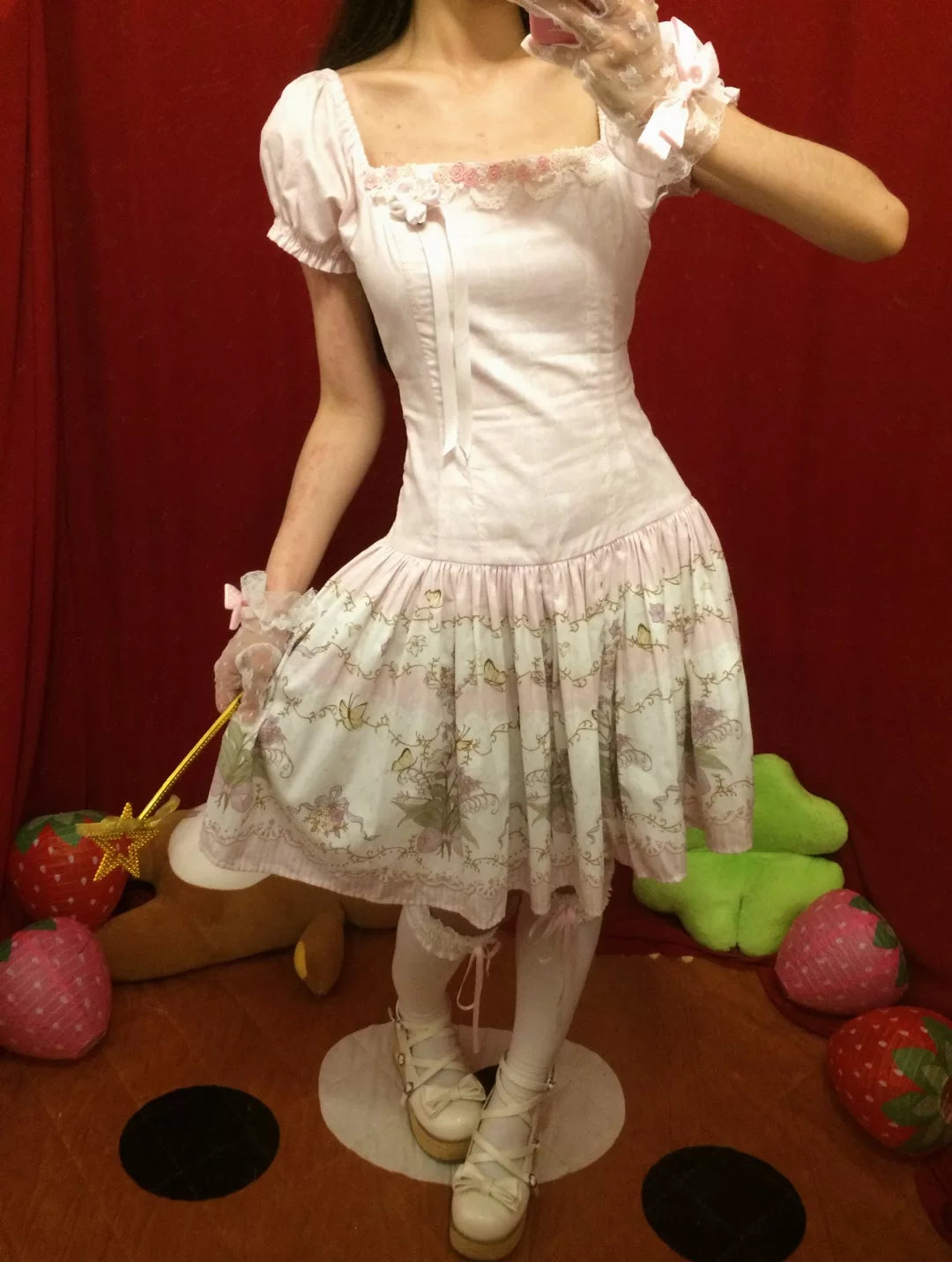 Jenny Flower - Cotton Old School Lolita Floral Printed OP Dress 45608:855902