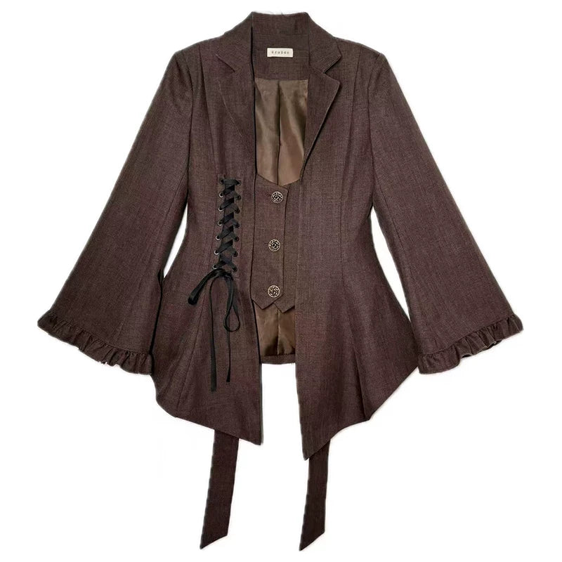 Pemberley Manor - Classic Lolita Slim Fit Coat, Notched Lapel Collar 45971:869896
