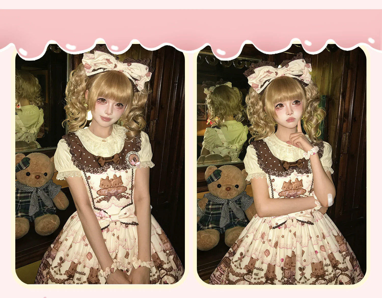 Chocolate Cat - Kawaii Lolita JSK, Cat & Chocolate Print 44827:824626