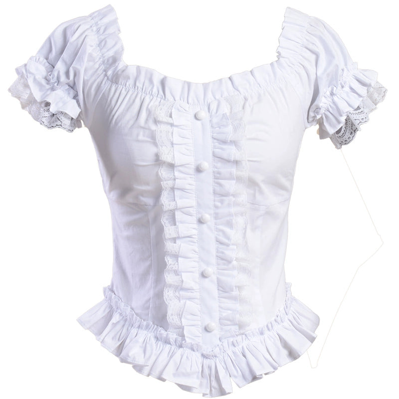 Lace Garden - Elegant Lolita Lace Shirt, Off-Shoulder