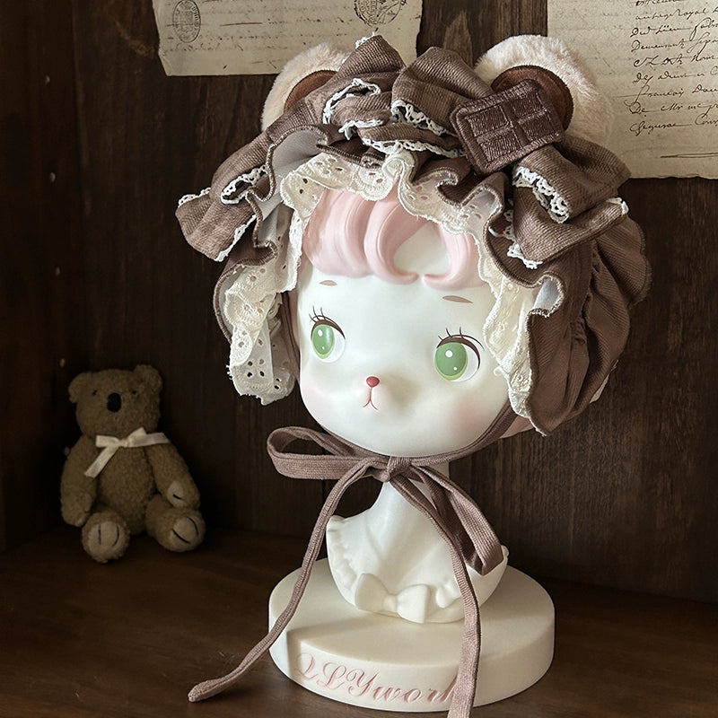 Seal Frosting House - Hot Cocoa Bear - Kawaii Lolita JSK Dress, Blouse & Cape (Headband / L M S XL) 44181:797612