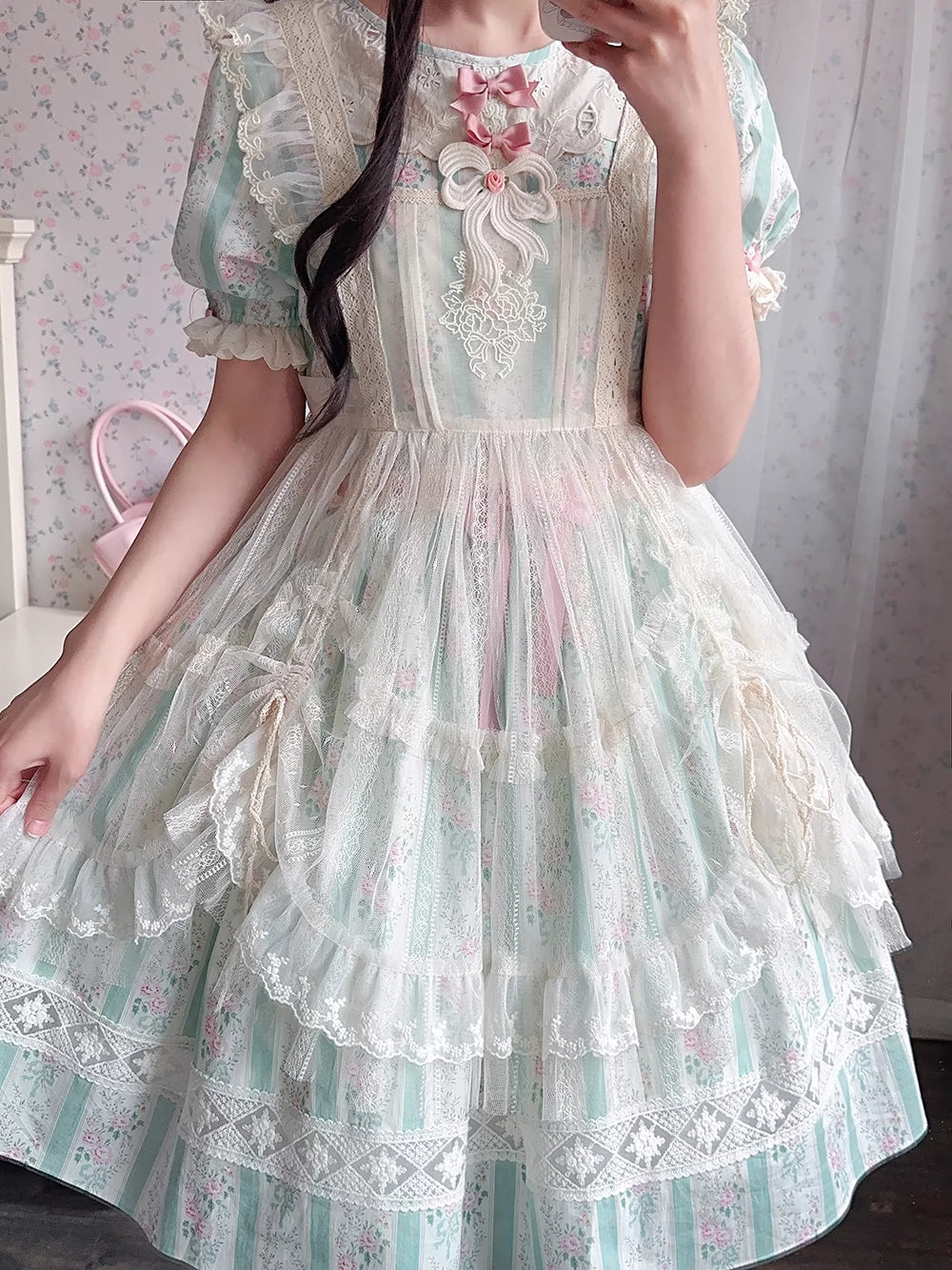 Miss Point~Customized Elegant Lolita OP Dress Cute Daily Girl Short Lolita Dress