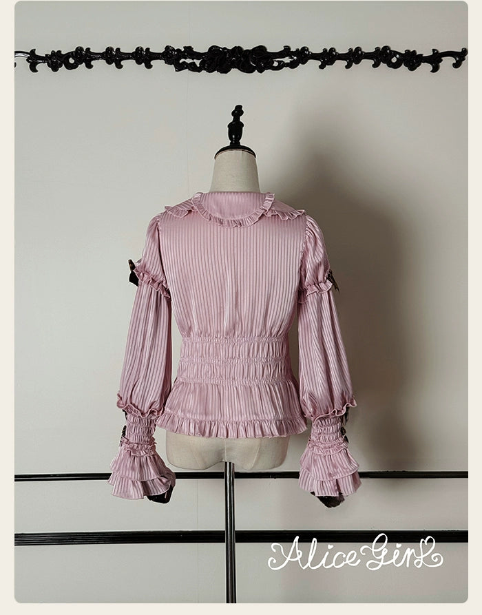 Alice Girl - Bear Chocolate Bar - Kawaii Lolita Blouse, Long Sleeve 43852:787128