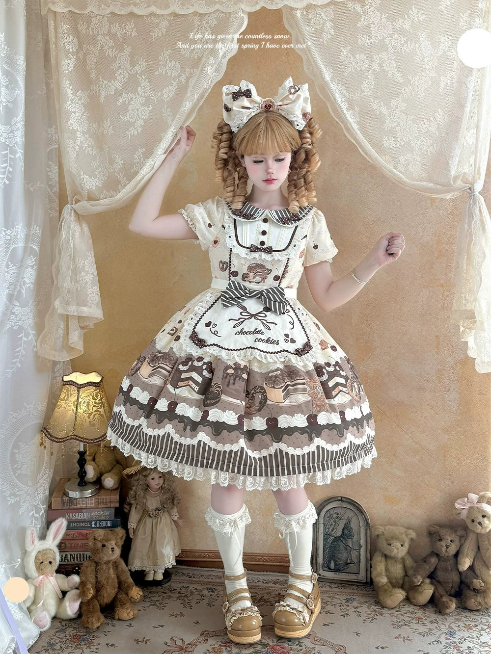 Cocoa Baker - Old School Lolita Dessert Printed OP & JSK Dress with Embroidery 45486:850972