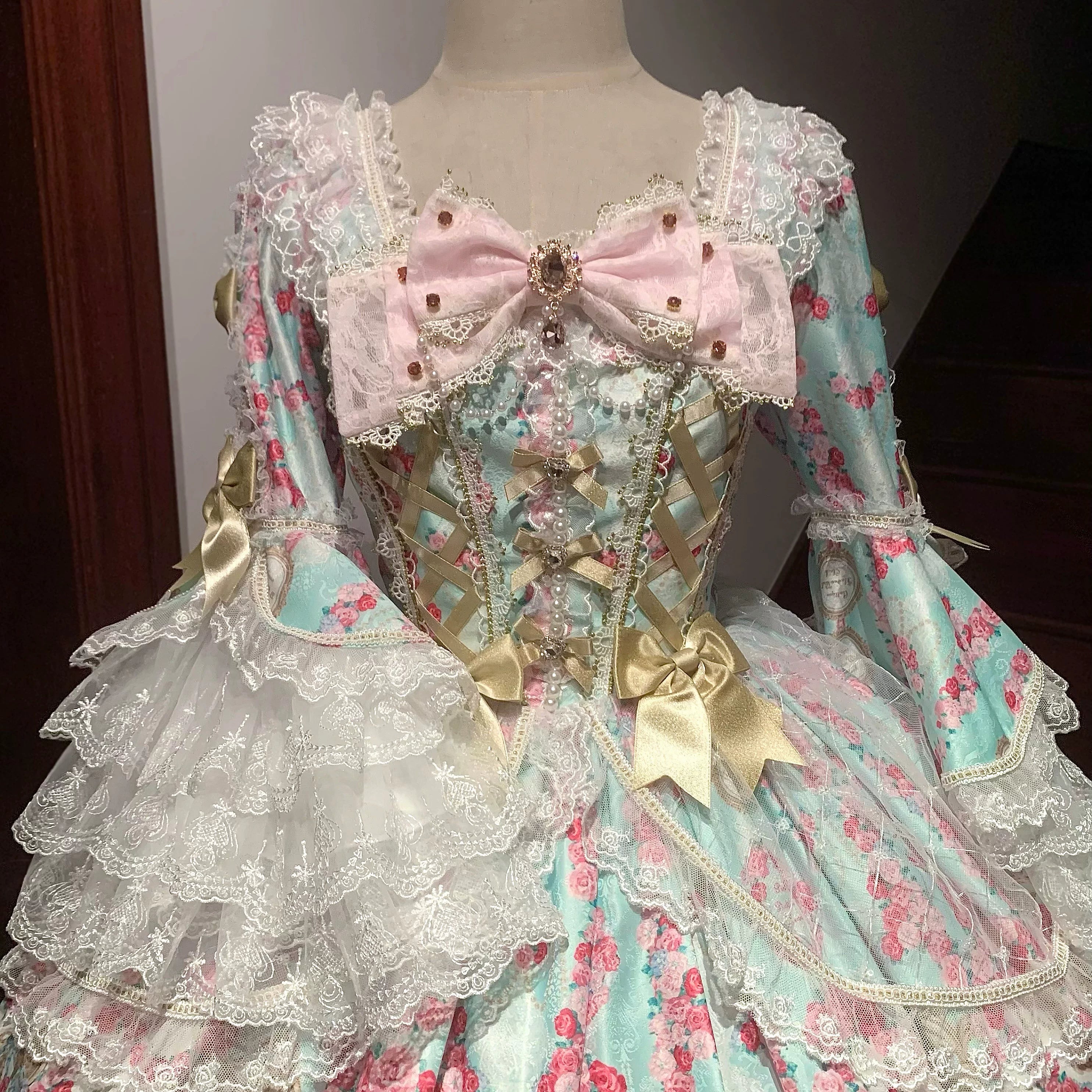 Rose Garden Prelude - Sweet Lolita OP Dress, Floral Printed