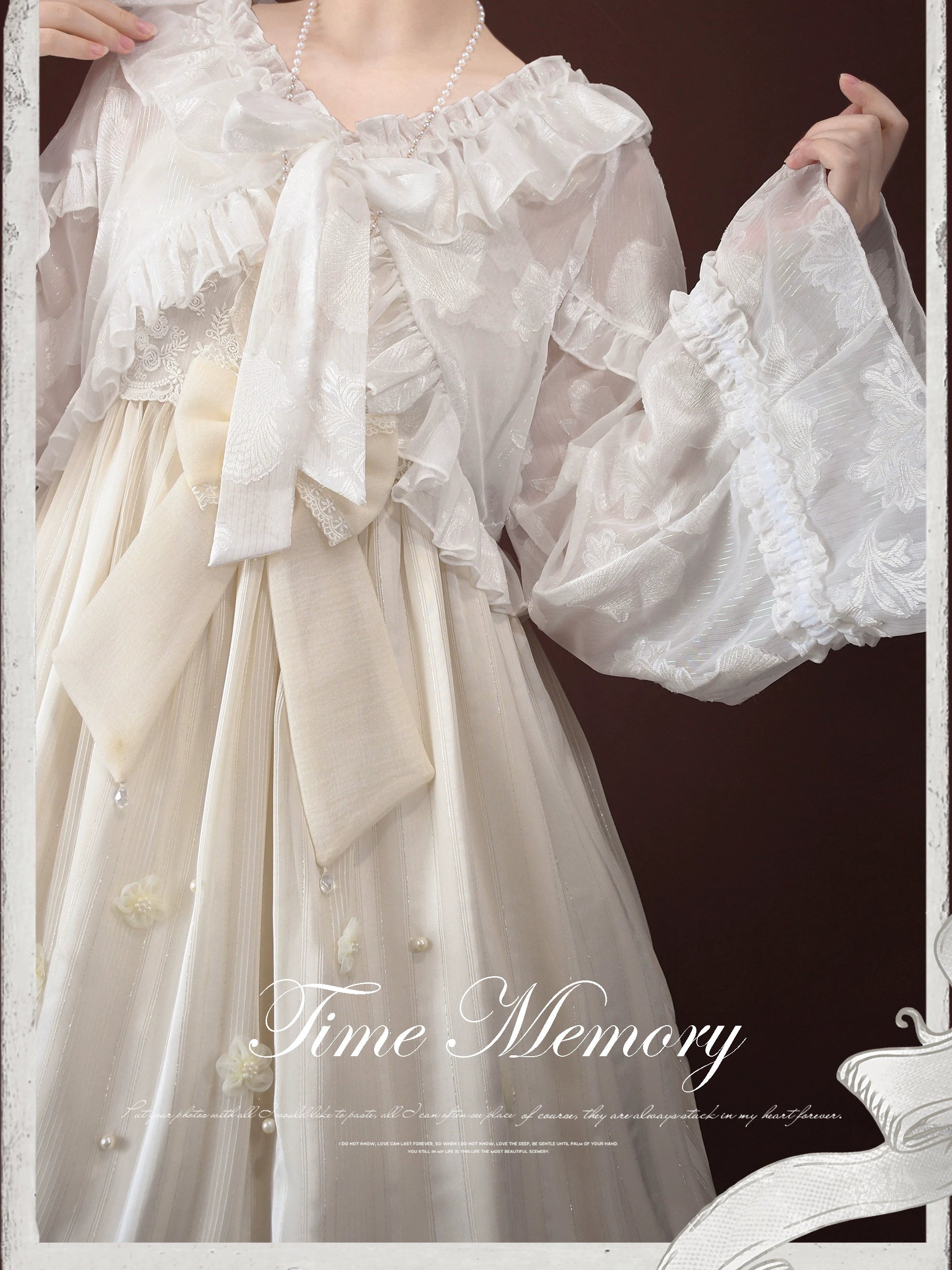 Time Memory~Xianbei~Sweet Lolita Chiffon Lantern Sleeve Cardigan with Bow 34598:463008