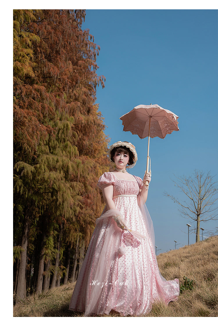Hezi's Cat Haven~Mist Rose~Plus Size Lolita Empire Waist OP Dress 42268:734363