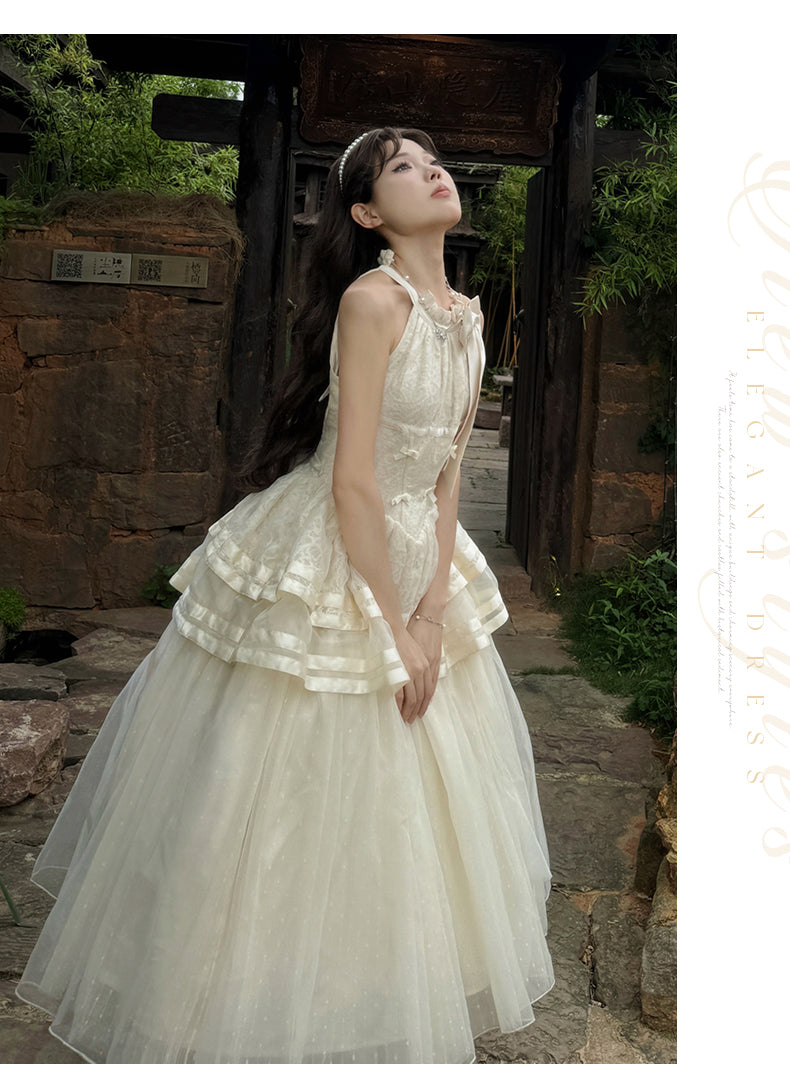 Urtto - Moonlight Dance - Elegant Lolita Halter-neck JSK Dress in Ballet Style