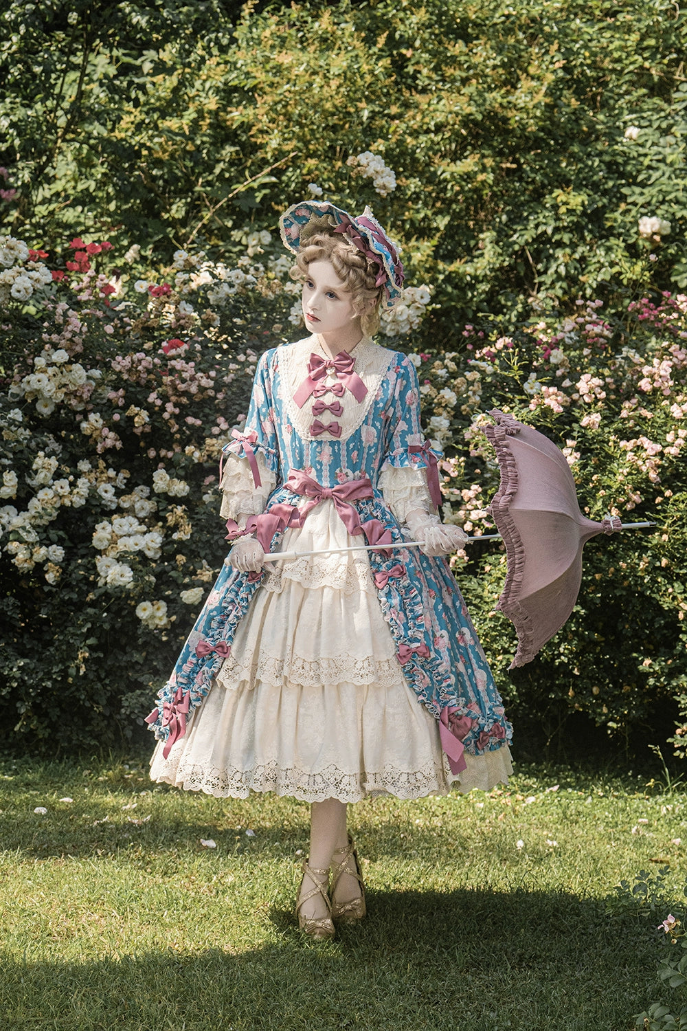 Miss Point~Lilyka Garden~Classic Lolita OP Dress Set Elegant Floral Wall Princess Sleeve 38832:606140