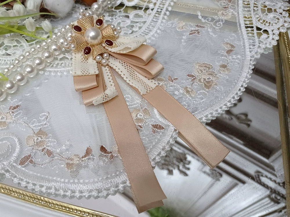 Miss Point - Rose Doll - Elegant Lolita Brooch Lolita Lapel Pin Multicolors Milk Tea Color Cross Brooch