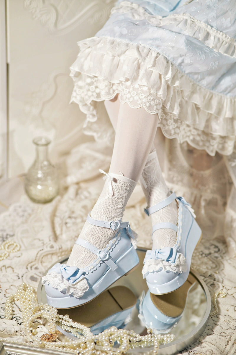 Jiujiu Lolita - Milky Puff - Sweet Lolita Heels Shoes, Round Toe With Petite Wedge 43858:787873
