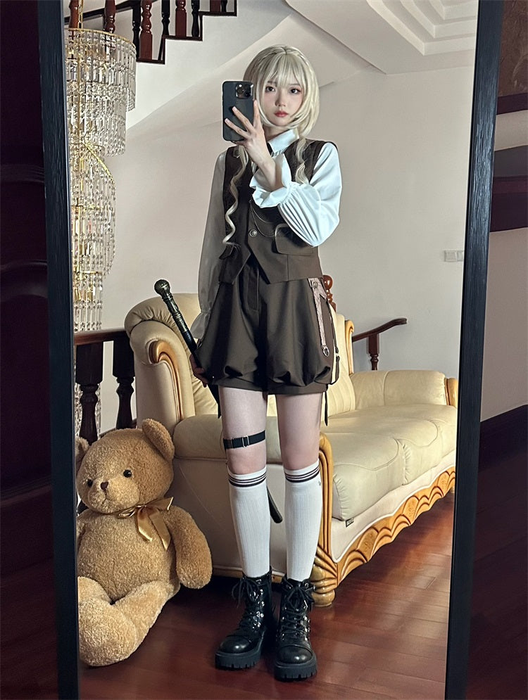 Letters from Unknown Star~Detective Rabbit Kiri~Spring Ouji Lolita Outfits Backpack Pants and Vest 12876:159132