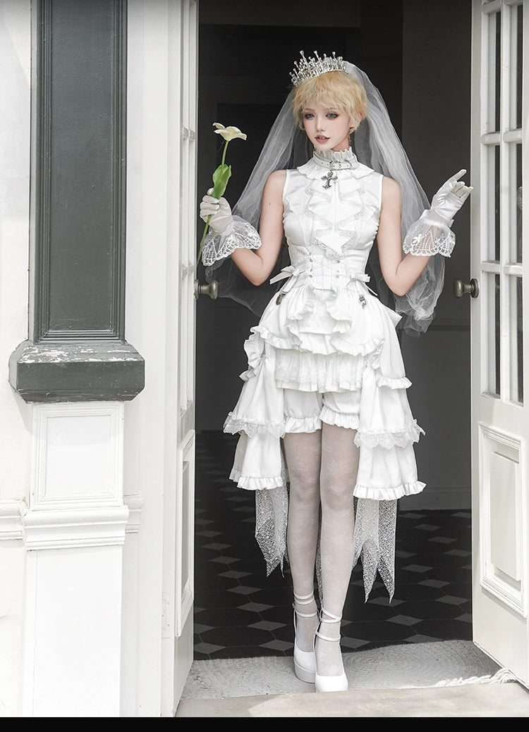 Forest Fluorescent Carps - Omega Wedding Gothic Ouji Lolita White Suit