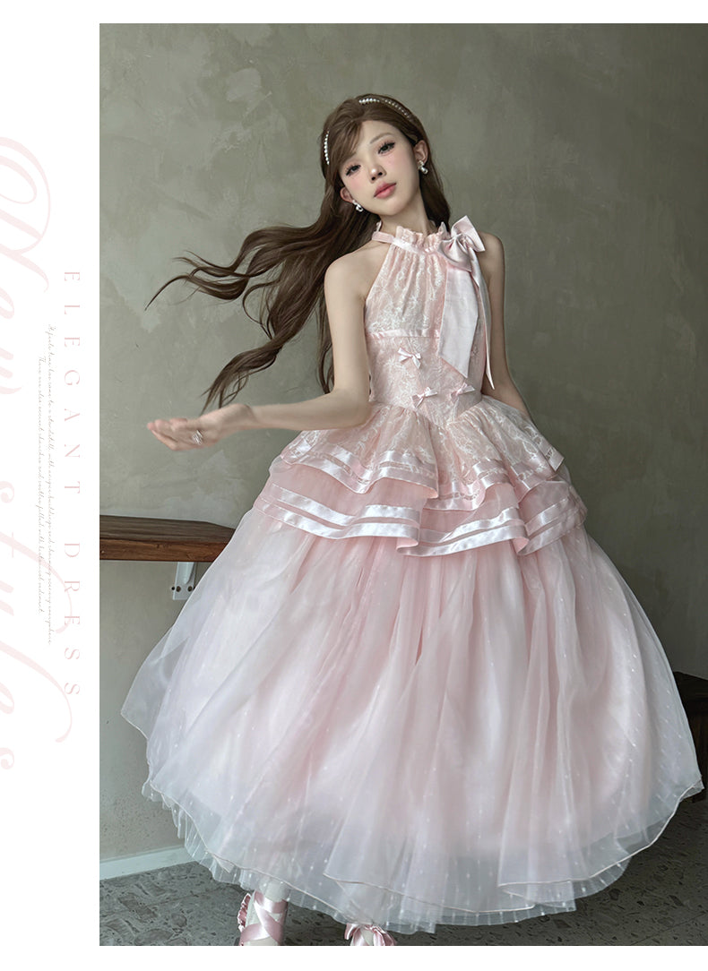 Urtto - Moonlight Dance - Elegant Lolita Halter-neck JSK Dress in Ballet Style