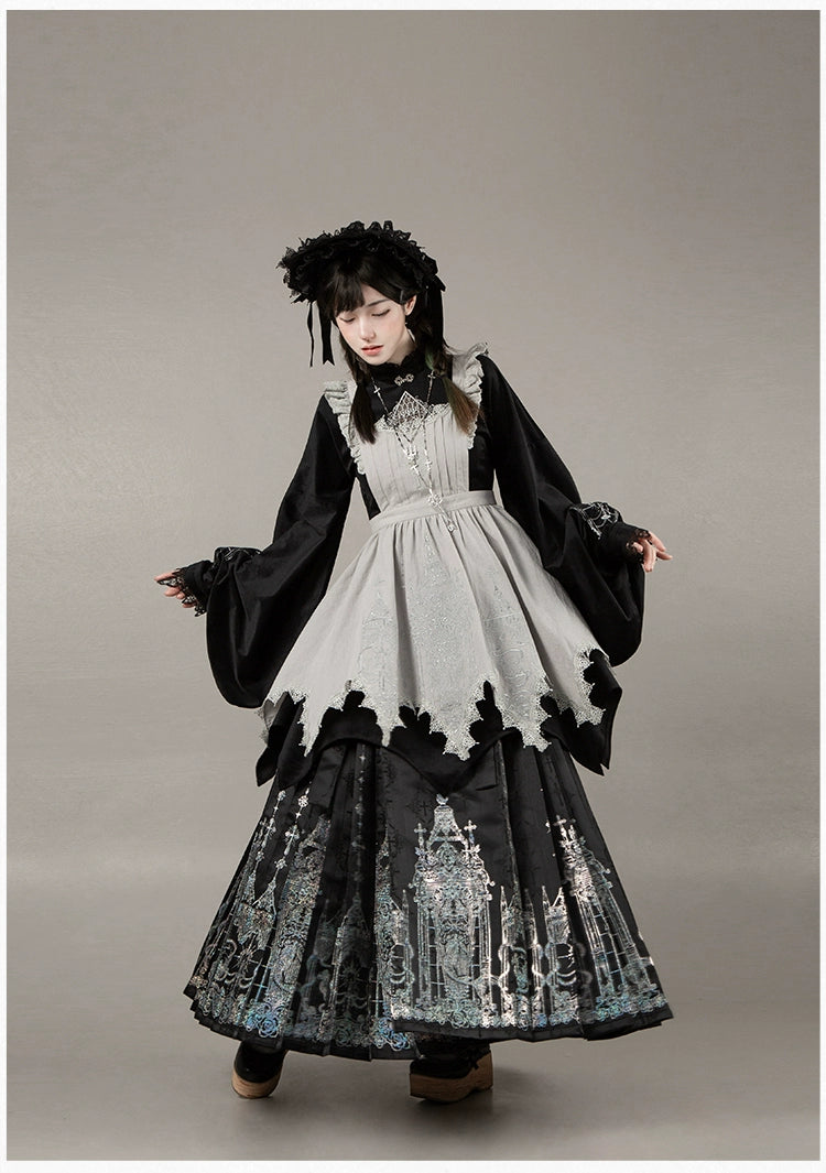 With PUJI - Letter and Poetry · Raven's Night Song - Oriental Aesthetics Gothic Lolita Dress Set 43907:788820