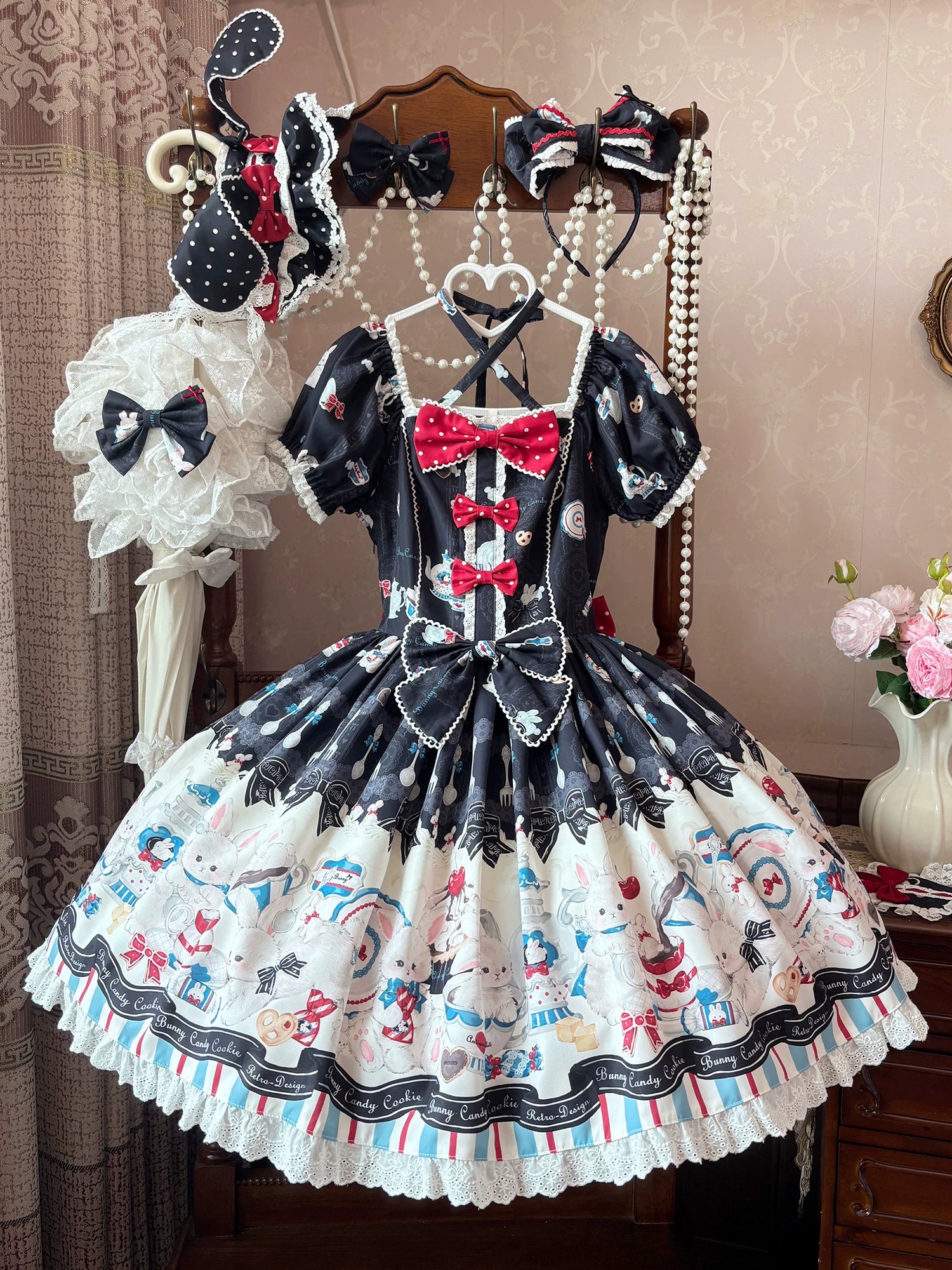 Myth Rabbit Tea Party - Sweet Lolita Dress Set, Bunny Print JSK (L M S XL) 44460:809500