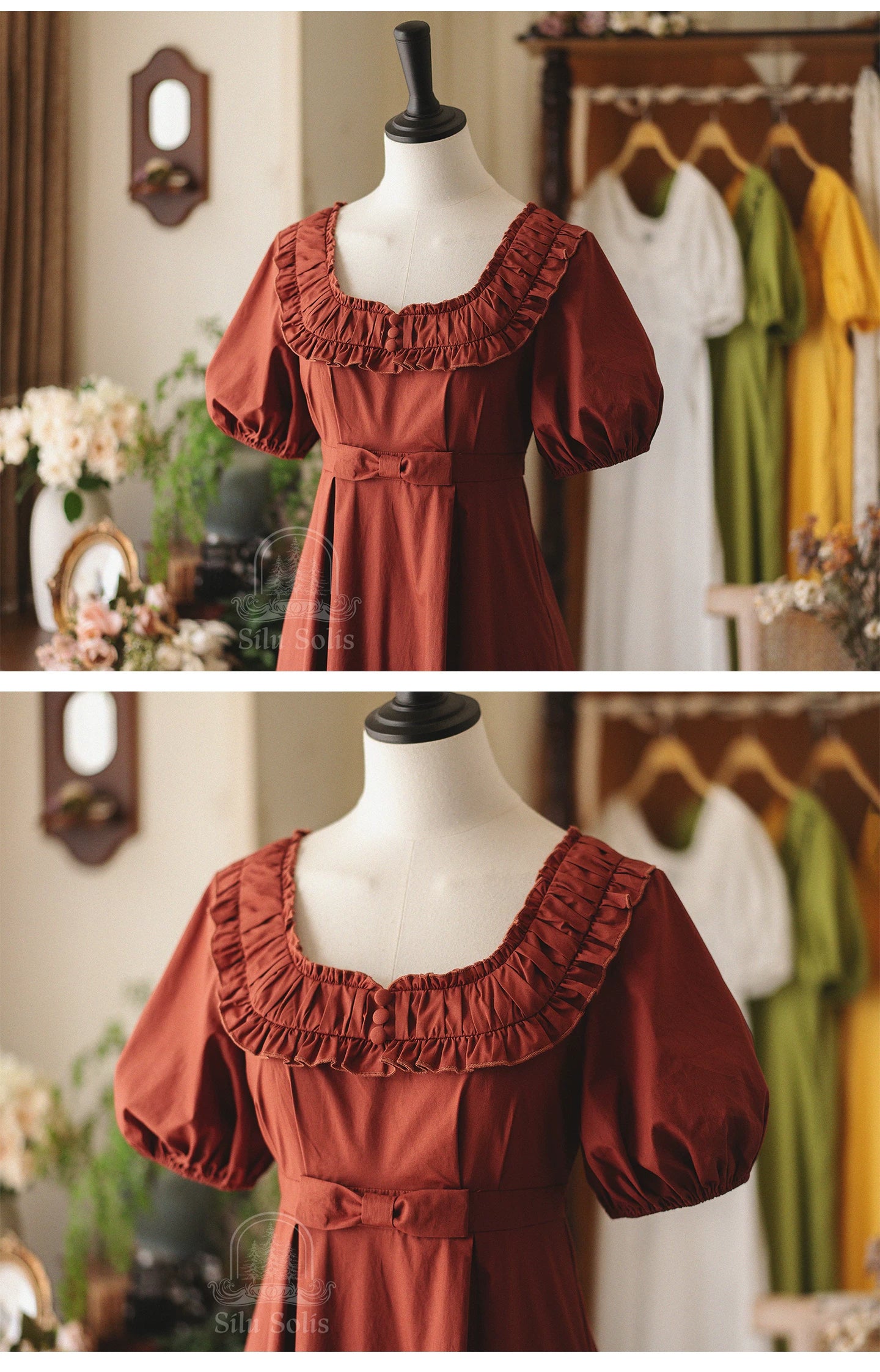 Morning Forest - Cotton Empire Waist OP Dress with Built-in Bra Pads