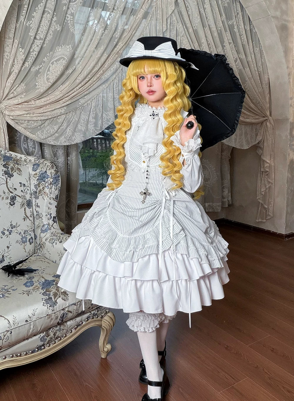 Perint Manor - Gothic Lolita Striped Dress, Tailor-made