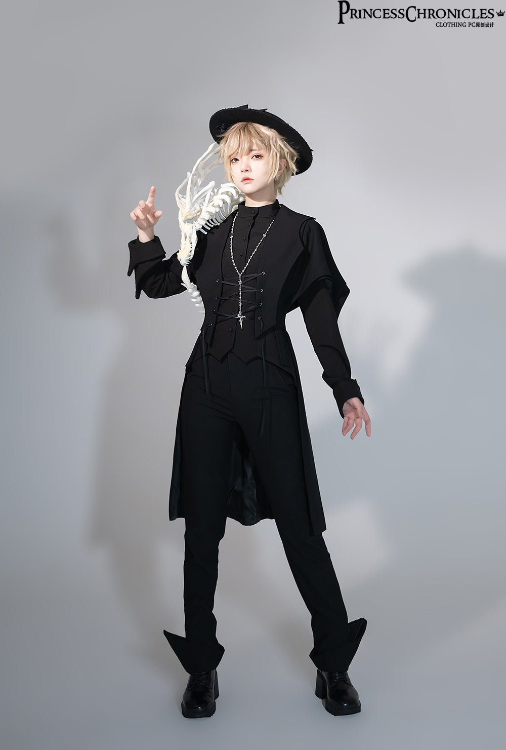 Princess Chronicles - Yan Ye - Ouji Lolita Irregular Hem Black Shirt