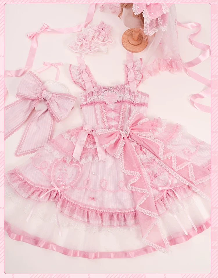 Blossom Daydream - IP Collab Sweet Lolita Dress Set, Pearl Plaid 45899:867253