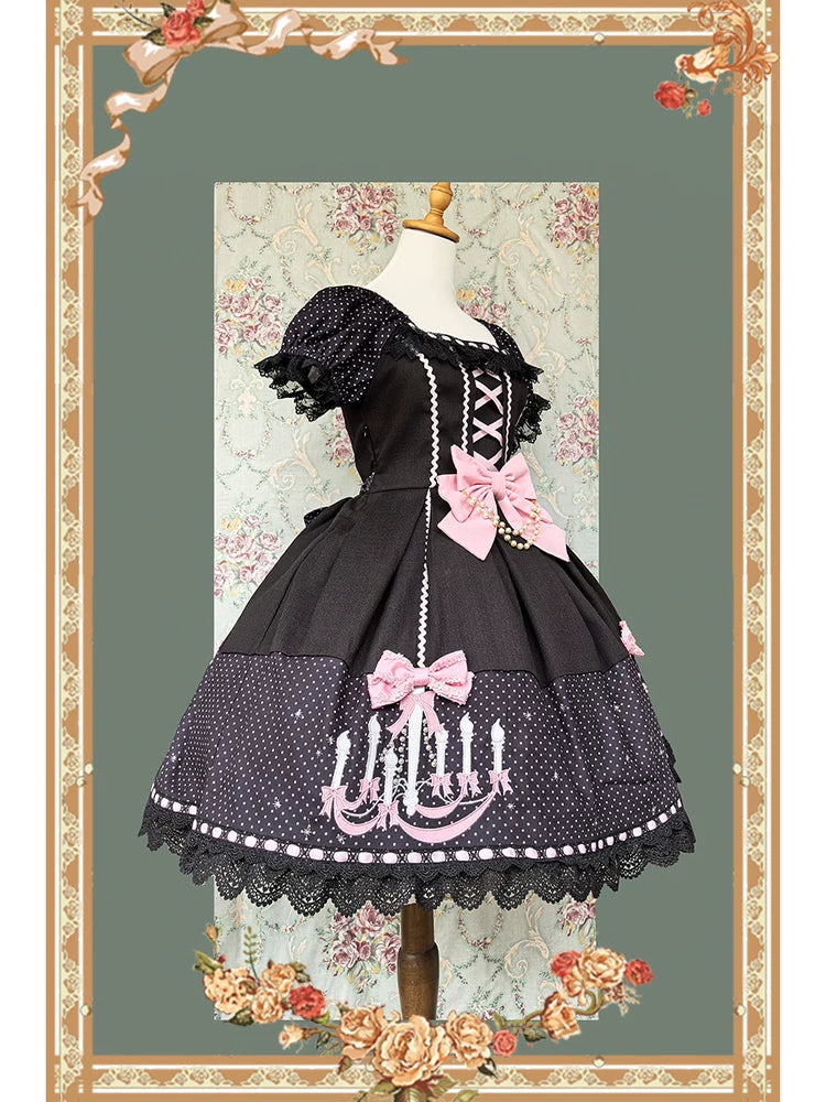 Chandelier - Old School Lolita Dress, Polka Dot, Chandelier Print 44388:806685