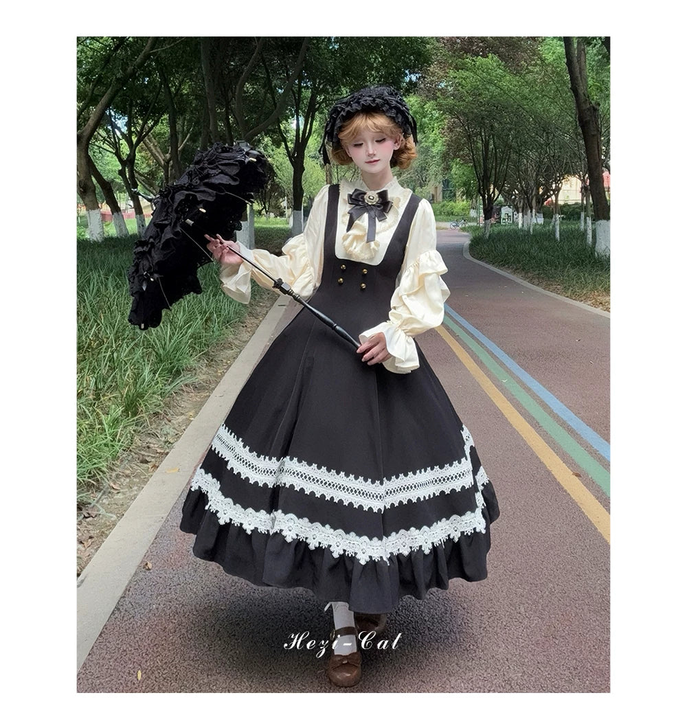 Hometown Autumn - Plus Size Classic Lolita Fake Two-Piece OP Dress 45667:857555