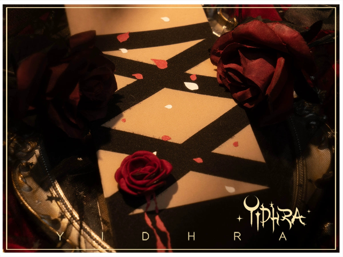 Yidhra - Fantasy Bride - Goth Lolita Pantyhose Rose Prints Pantyhoses