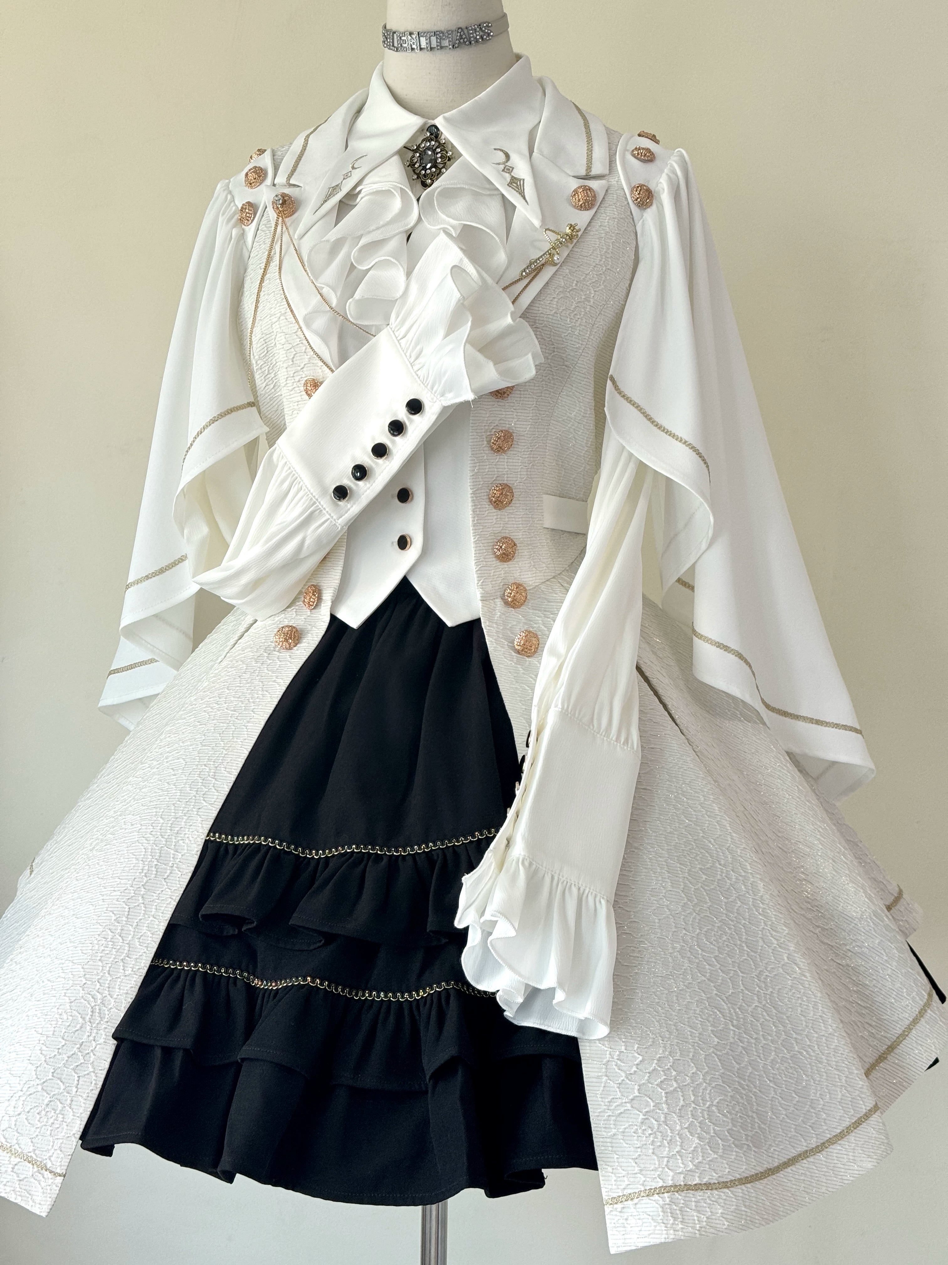 Fallen Moon Code - Retro Military Lolita Capelet-Sleeve Set: Vest, Skirt & Pants (L M S XL) 45480:849667